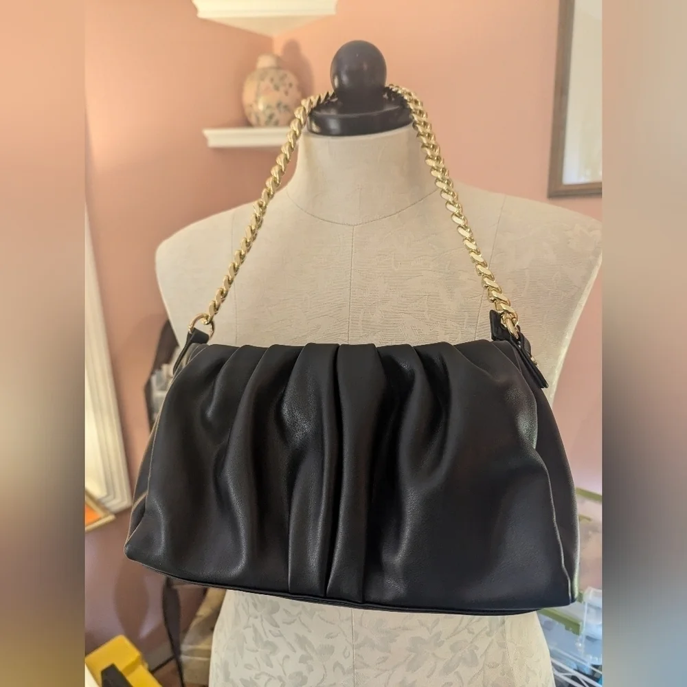 NWOT Madison West Rusched Bag in Black